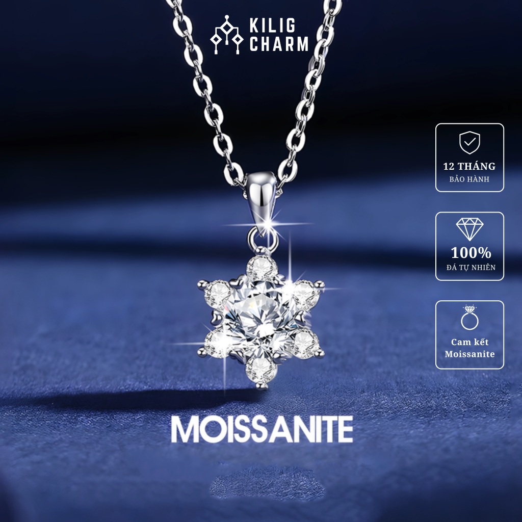 สร้อยคอเพชร Moissanite คุณภาพสูงสําหรับผู้หญิงพร้อมเพชรเทียมทดสอบ KILIG CHARM - KV31