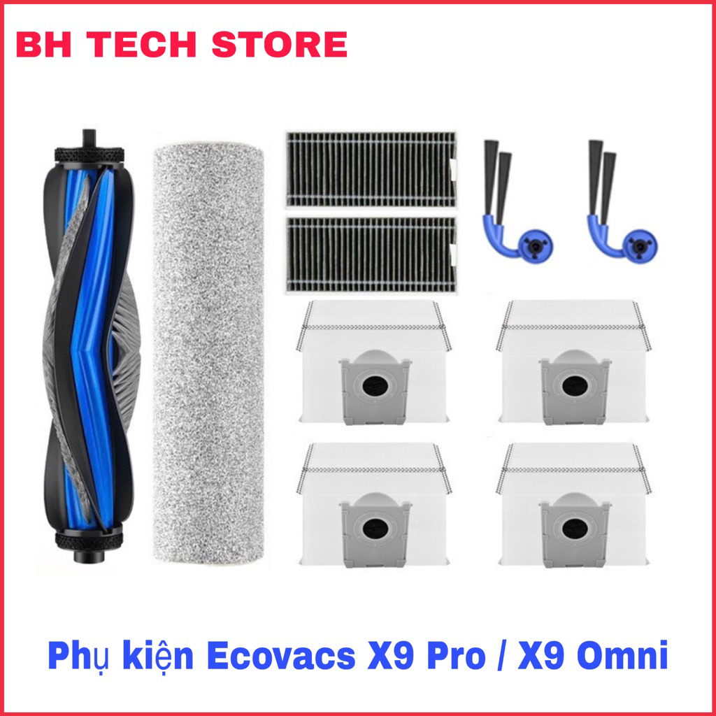 Ecovacs X9 Pro / X9 Pro OMNI Accessory Set.รวม: แปรงหลัก / กรองฝุ่น / ถุงขยะ / ลูกกลิ้งถูพื้น / แปรง