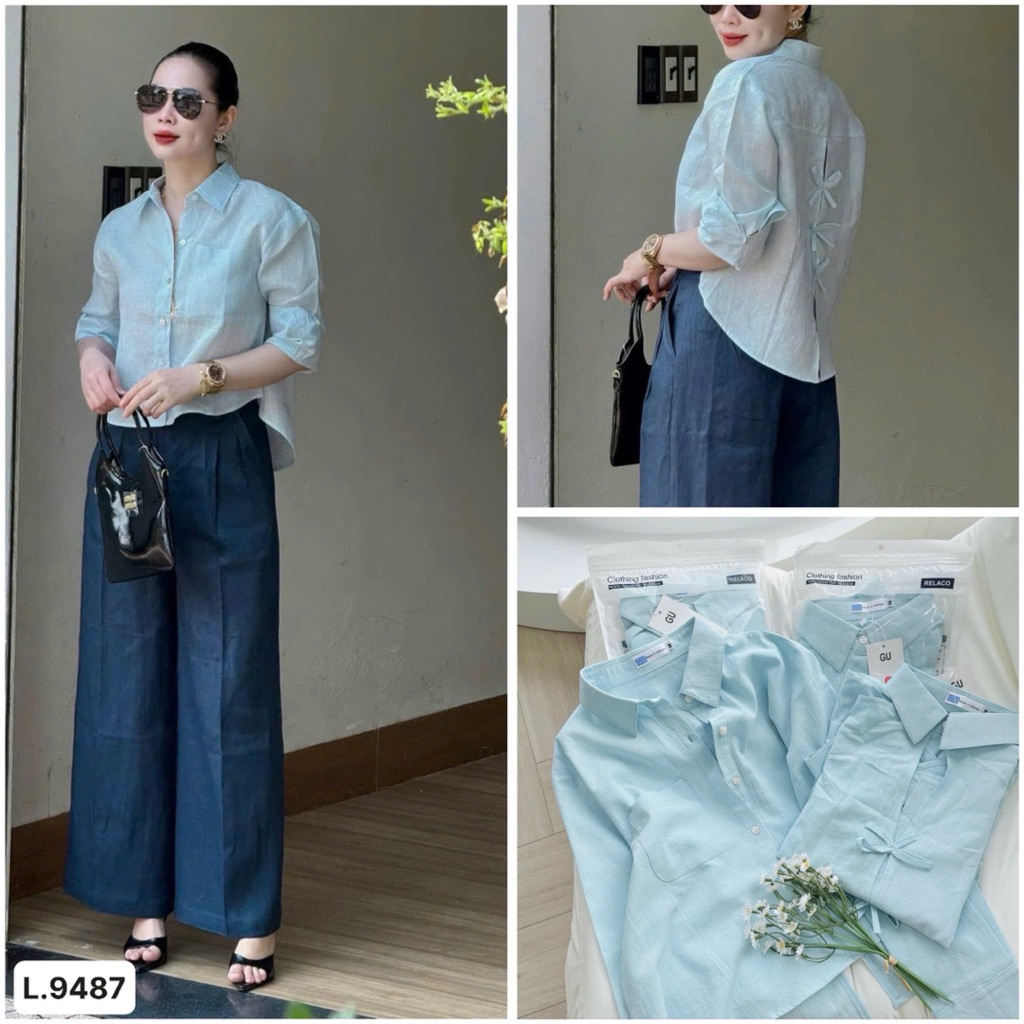 GU BOW SHIRT สําหรับผู้หญิง < 54กก