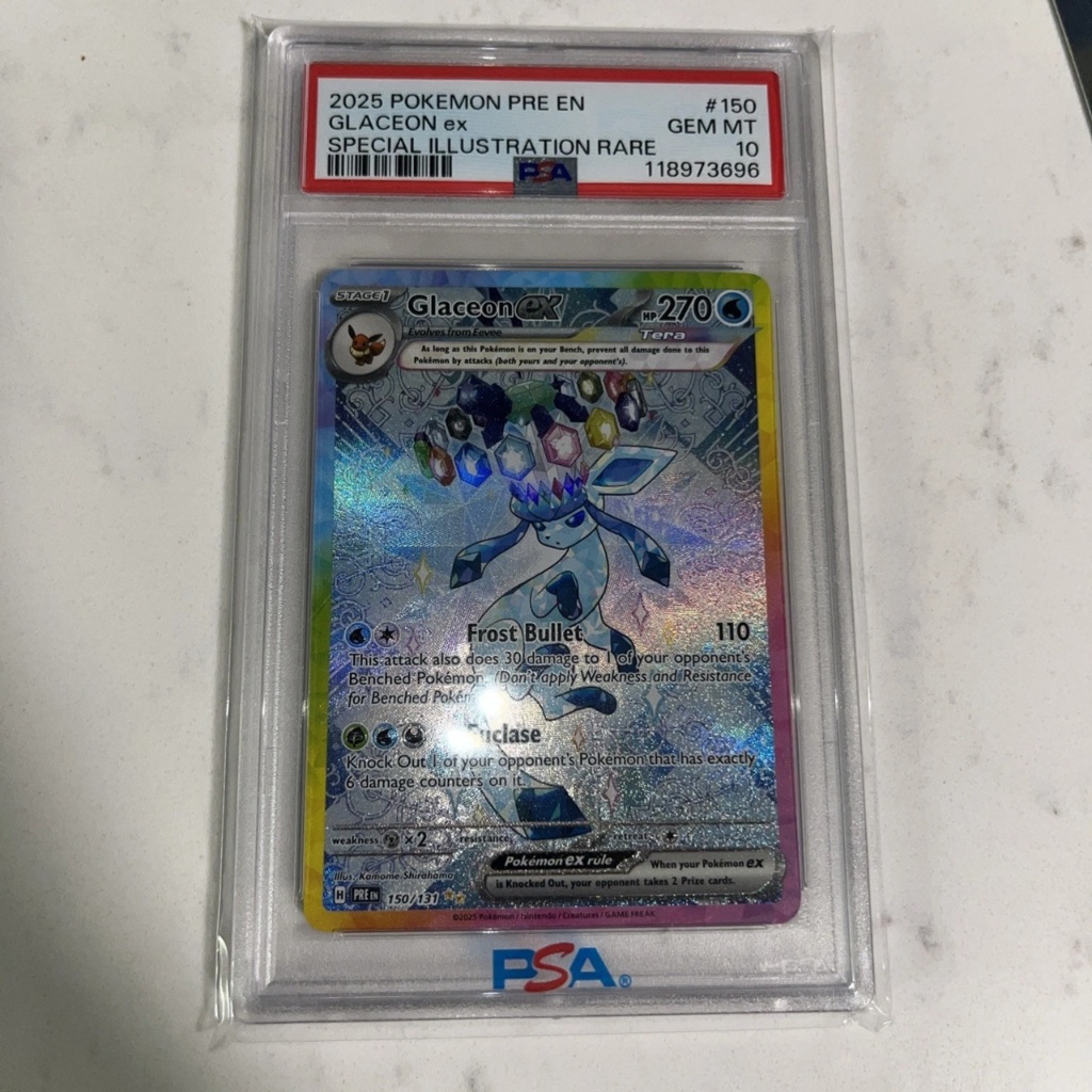 ภาพวาดการ์ด psa Glaceon ex 150/131 แผ่นภาษาอังกฤษ PSA 10 d75 31