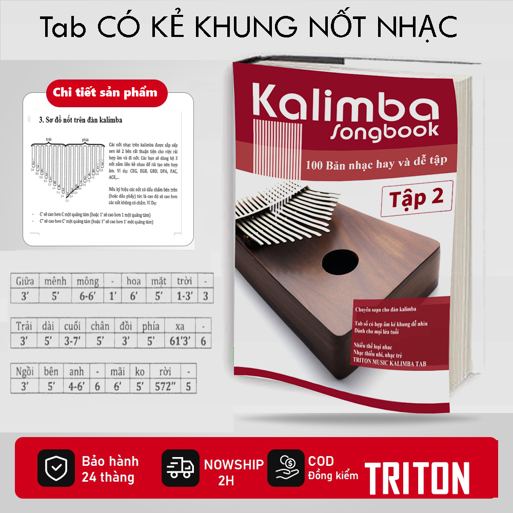 Kalimba Tab WITH CUTE MUSIC NOTES - 100 แท็บสําหรับ Kalimba 17, 21 คีย์ | ร้านไทรทัน