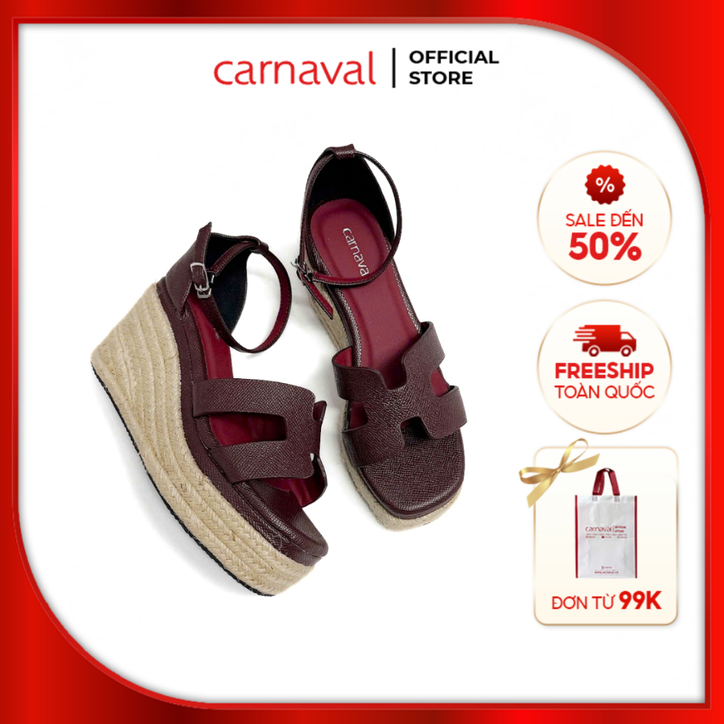 รองเท้าแตะ Carnaval Wedges สูง 9 นิ้ว มีสายรัดรูปตัว H สไตล์โมเดิร์น - VS17