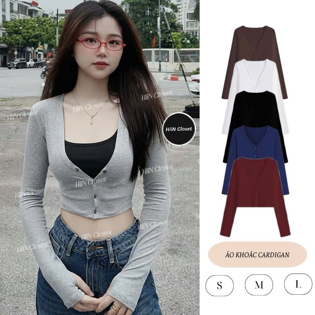 เสื้อคาร์ดิแกนครอปเข้ารูปยืด 4 ทิศทาง - เสื้อแจ็คเก็ตแขนยาวซิป HiiNCloset -143