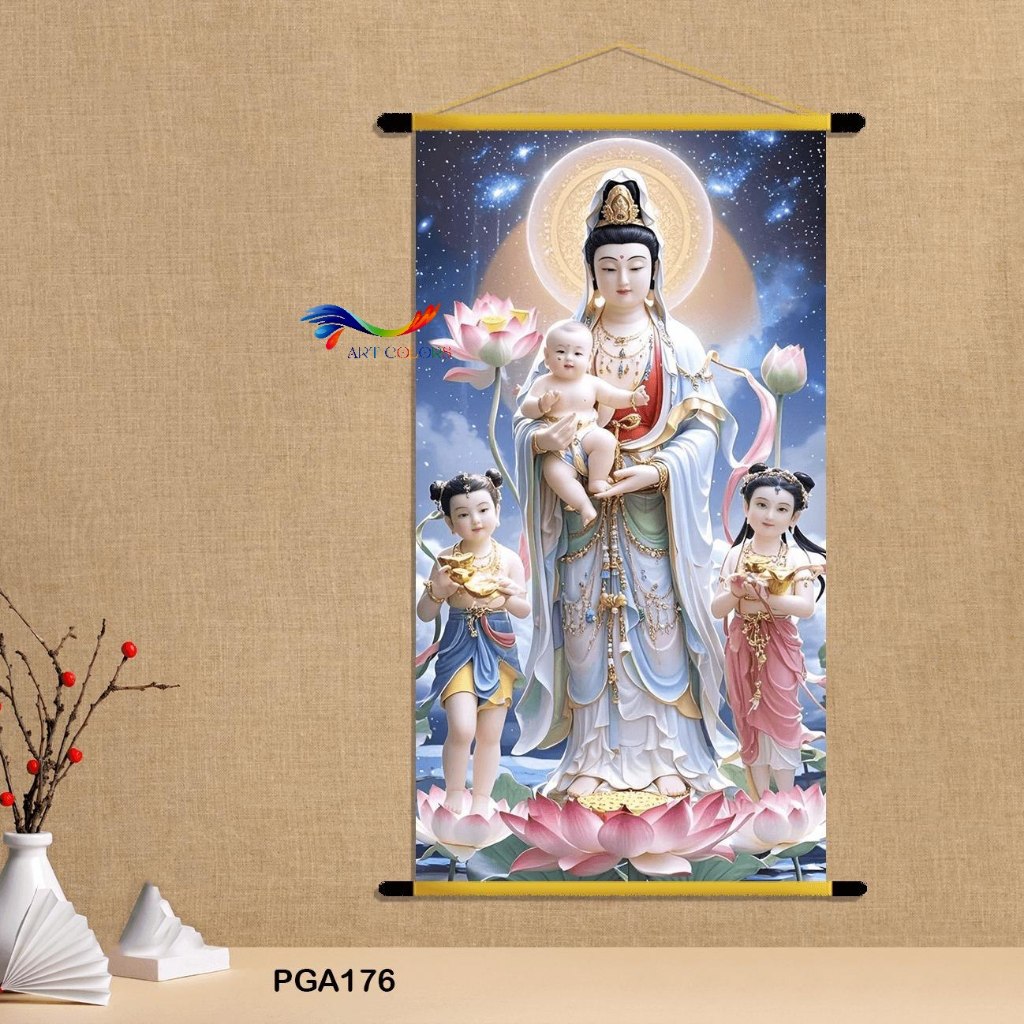 ภาพวาดผ้าใบ Avalokitesvara Song Tu - ภาพวาดพุทธที่ห้อยในห้องบูชา หว่านชะตา - ART COLORS