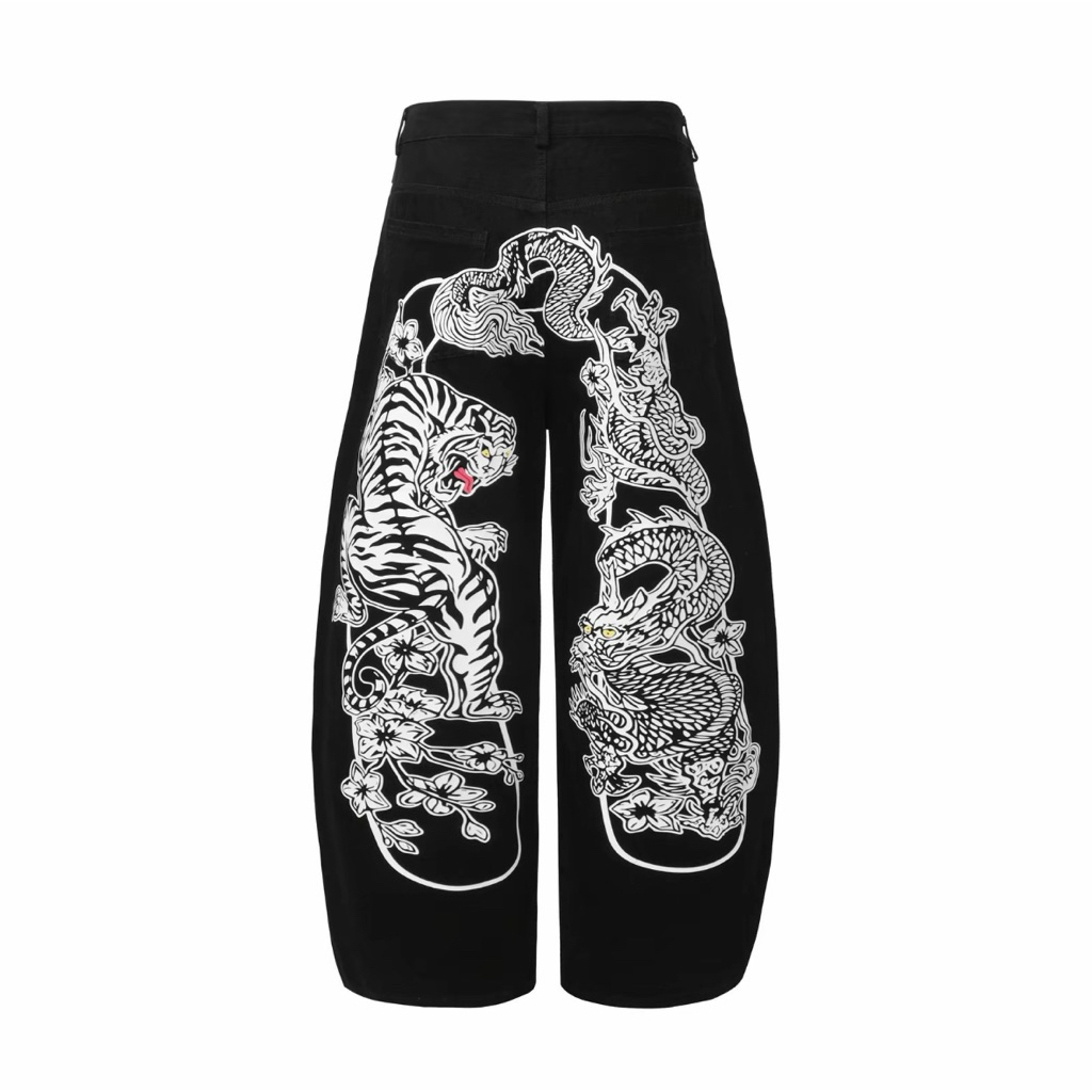 Evisu Dragon Painting Tiger Fighting กางเกงยีนส์แบบกําหนดเอง
