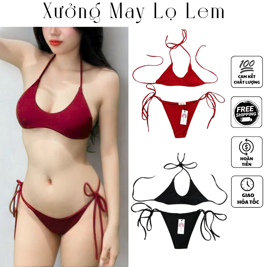 (HCMC EXPRESS) ชุดบิกินี่ 2 ชิ้นคอยู (ภาพจริง) K6350_XUONGMAYLOLEM