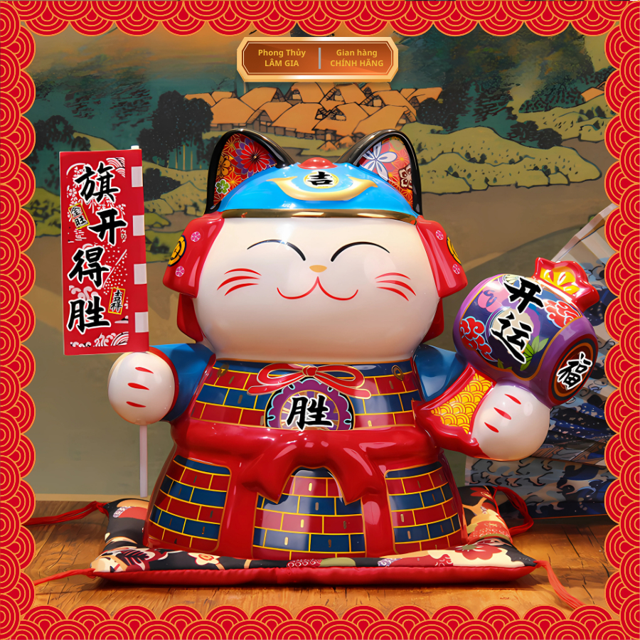 [GENUINE] Samurai God of Wealth Cat Lam Gia Maneki Neko สไตล์ญี่ปุ่น