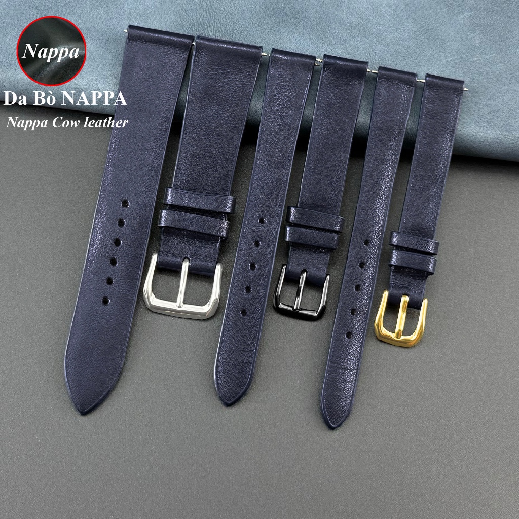 [สีกรมท่า] (Unpad) สายนาฬิกา Thin NAPPA cowhide TANK BO-111 ไซส์ 10 12 13 14 15 16 17 18 19 20 21 22 mm