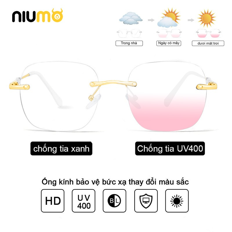 niumoแว่นตาปัดแก้ม, แว่นกันแดดป้องกันแสงสีฟ้า, แว่นตาทรงสี่เหลี่ยมกรอบโลหะสําหรับผู้หญิงน้ําหนักเพีย