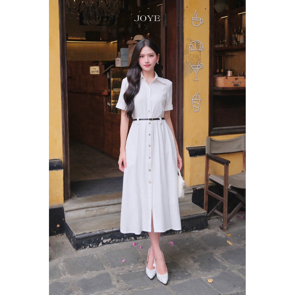 Kela Dress JOYE ชุดเดรสสํานักงานหรูหราพร้อมเข็มขัดดีไซน์อ่อนเยาว์