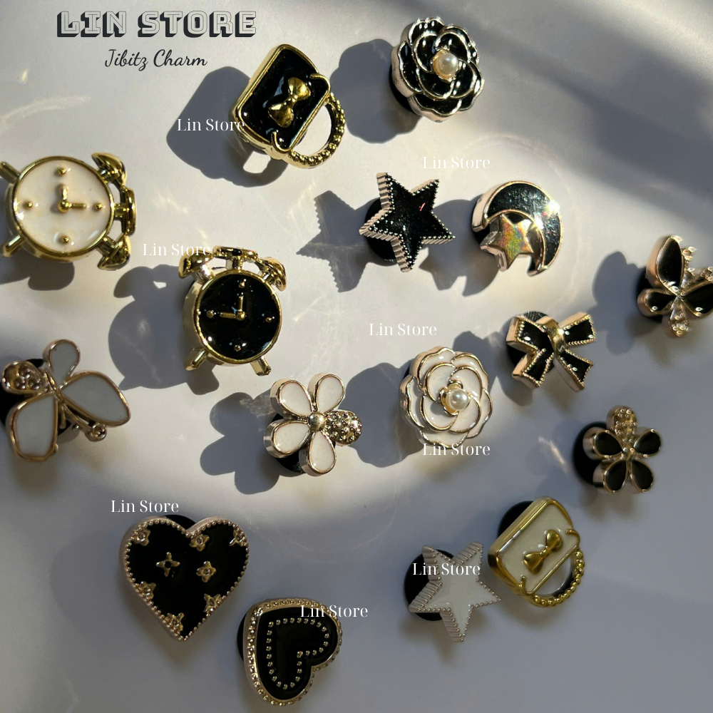 Charm Sticker Jibitz พร้อมหินติดรองเท้าแตะ ดึงดูด หรูหรา น่ารัก - Lin Store