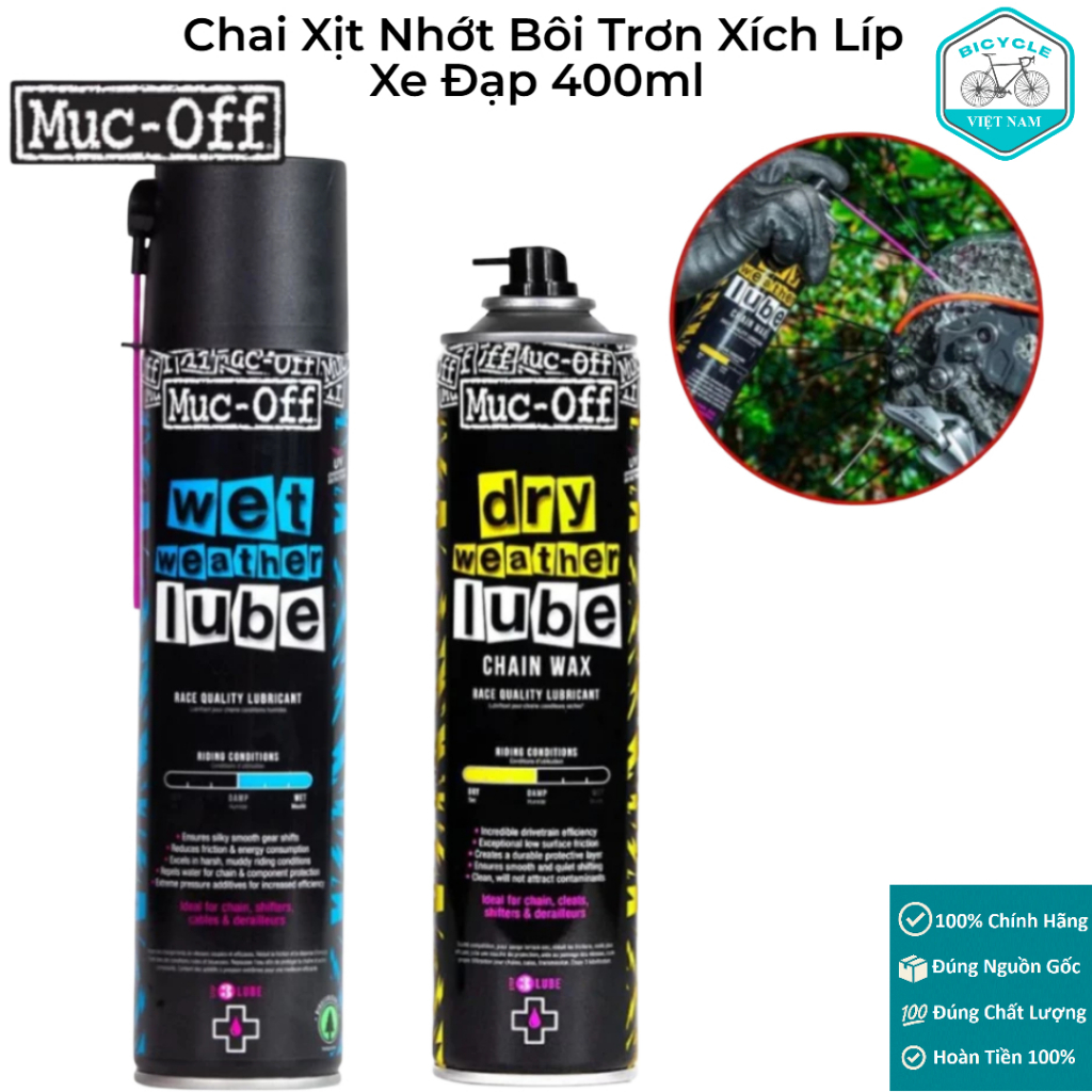 MUC-OFF DRY LUBE / WET WEATHER LUBE ขวดสเปรย์น้ํามันหล่อลื่นโซ่จักรยาน 400ml – ของแท้ UK