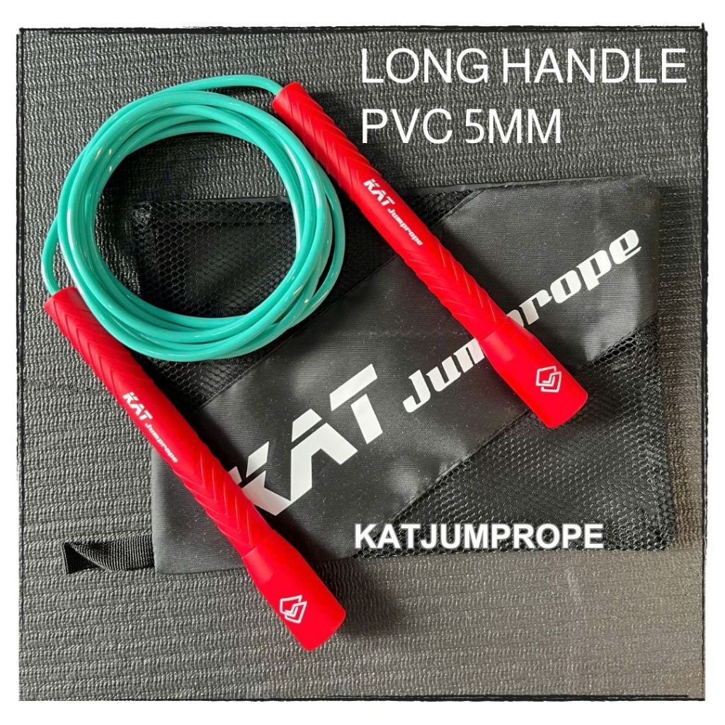 KATjumprope เชือกกระโดดความเร็ว PVC 5 มม. ด้ามยาว 21 ซม. - เชือกพีวีซีด้ามยาว