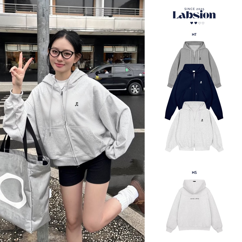 BOXY เสื้อฮู้ดมีซิป 2 ทิศทางทําจากผ้าสักหลาด 2-SKIN PRESSED ผ้าเนียนสุดๆ