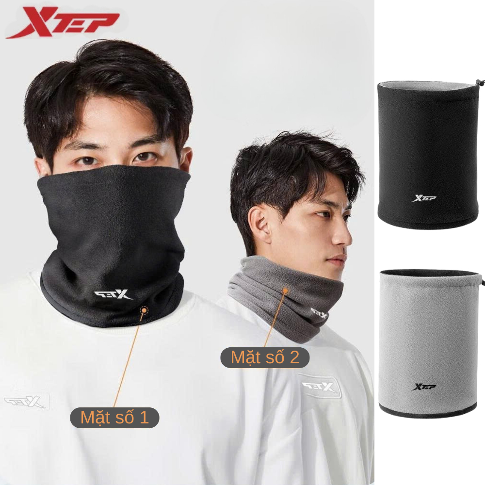XTEP ผ้าพันคอฤดูหนาวอเนกประสงค์สําหรับผู้ชายและผู้หญิงที่มีขนแกะหนาอบอุ่นได้อย่างอิสระหัวเข็มขัดปรับ