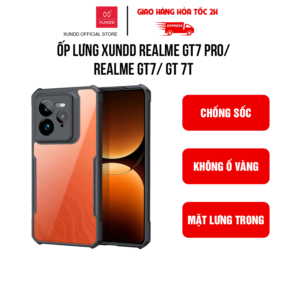 XUNDD เคส Realme GT7 Pro/ Realme GT7/ GT 7T - ขอบ TPU กันกระแทก หลังใส