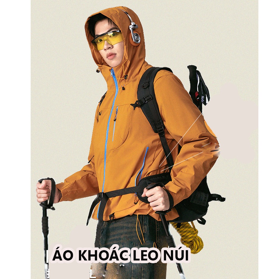เสื้อแจ็คเก็ตเสื้อกันลมกันน้ําสําหรับผู้ชายและผู้หญิงสําหรับปีนเขาและปิกนิก-รูปแบบหลวมมีฮู้ด 7870