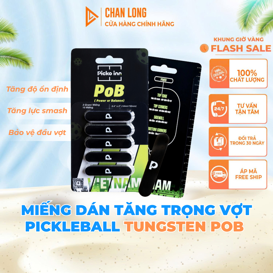 ทังสเตน PoB Picko Inn Pickball Racket Weight Gain Stickers – 4 ชิ้น, Balanced & Smash Energy Gain