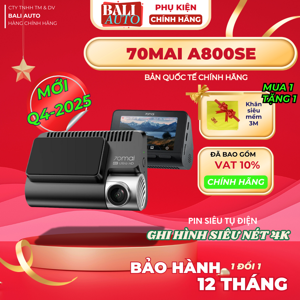 <ใหม่ Q4 2025> 70mai A800SE dash cam พร้อม HDR โหมดการมองเห็นตอนกลางคืนที่เหนือกว่าแบตเตอรี่ตัวเก็บป