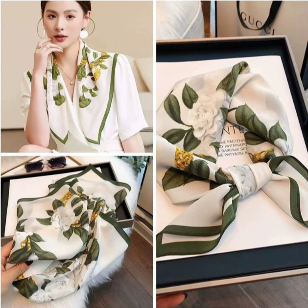 Square Badana Turban 70 ซม. ผ้าห่อคอห่อผมกระเป๋าเป็นชุดเดินทาง