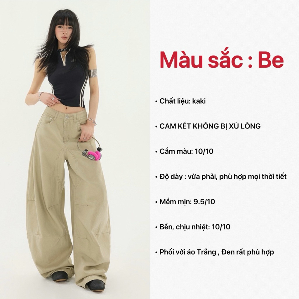 กางเกง KAKI CURVED สไตล์วินเทจ - "YUNARA"