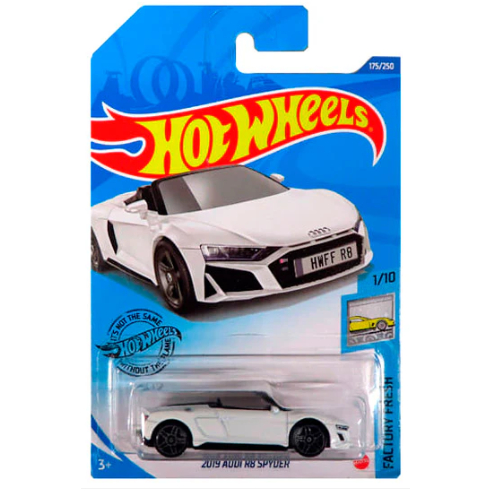 ของแท้ 1:64 รถโมเดลสเกล Hot Wheels 2019 Audi R8 Spyder สีขาว