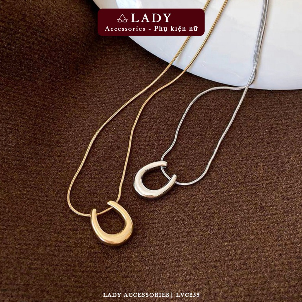 สร้อยคอไทเทเนียมผู้หญิง ดีไซน์รูปตัว U เรียบง่าย Lady Accessories LVC255