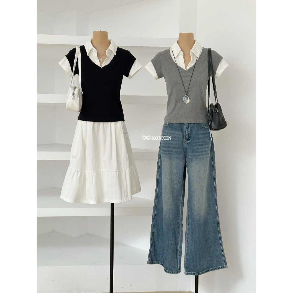 XONXEN PCT เสื้อโปโลผสมเสื้อกั๊กคอเต่า รหัส 8359