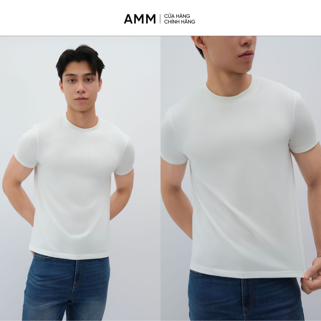เสื้อยืดผู้ชาย AMM ทรงเข้ารูป ผ้าคอตตอนสแปนเด็กซ์ยืด 4 ทิศทาง เท่ๆ ME-TS25S-CAS001