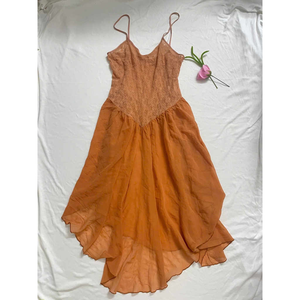 ชุดนอนสีน้ําตาลแบรนด์ US มือสองสวยมาก นุ่มเย้ายวน ร้าน Y2K ไซส์ M