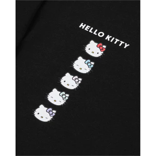 เสื้อ Hello Kitty / Double Long Sleeve Oversize สีดําแขนลายทาง (ห่อป้ายใหม่)