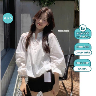 Áo sơ mi khoá cổ trụ chất gió Miho House