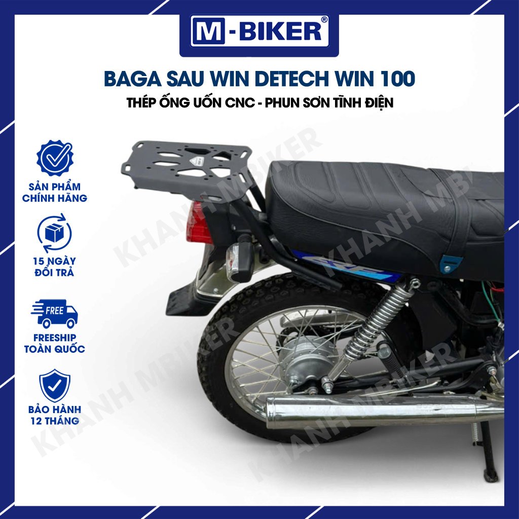 Baga Win Detech Win 100 M-Biker - เหล็กดัด CNC คุณภาพสูง - เคลือบแป้งที่ทนทานเป็นพิเศษ - ความจุโหลด 