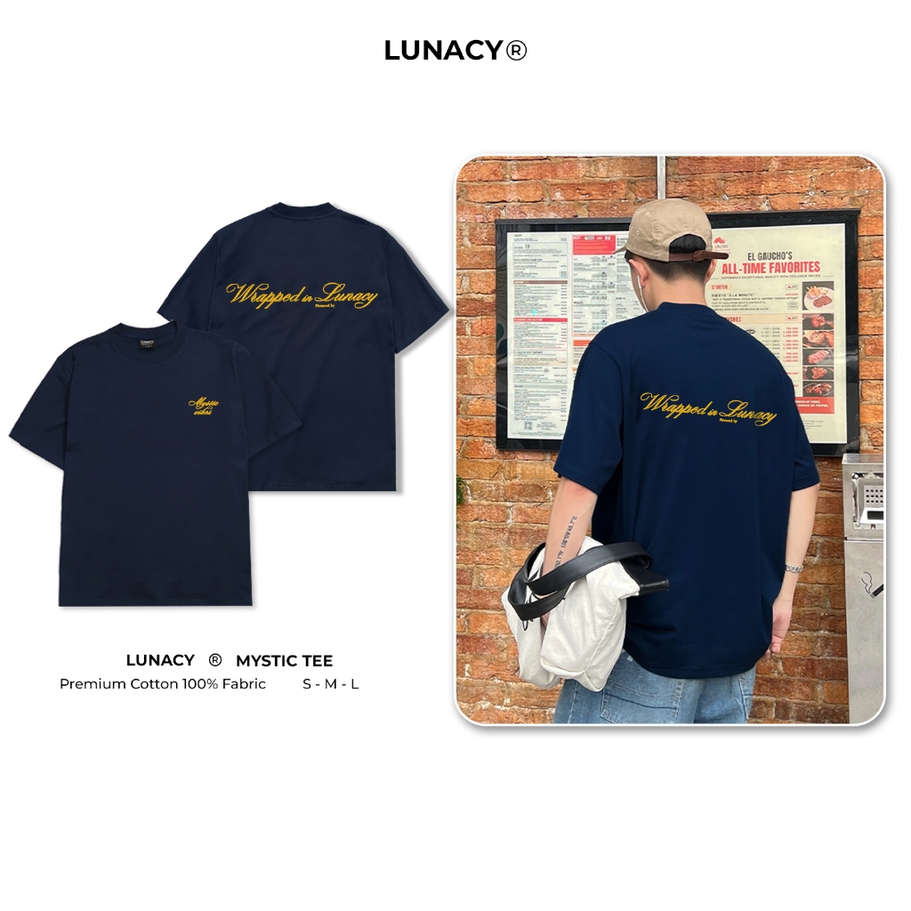 Myst Local Brand Unisex LUNACY Tee สําหรับผู้ชายและผู้หญิงผ้าฝ้ายหนา