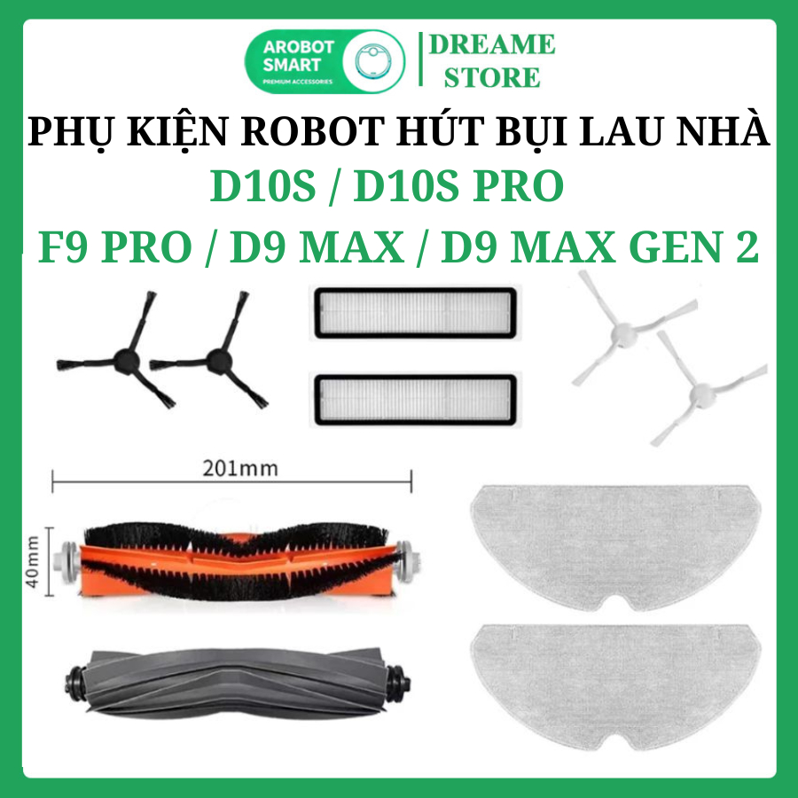 Dreame D10s / D10s Pro / F9 Pro / D9 Max / D9 Max Gen 2 อุปกรณ์เสริมหุ่นยนต์ | แปรงหลัก-แปรงด้านข้าง