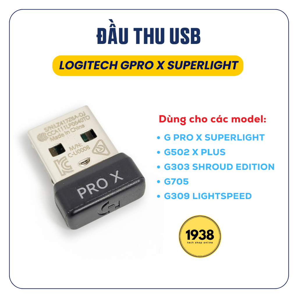 ตัวรับสัญญาณ USB Logitech GPro X Superlight, G502 X Plus, G705, G309
