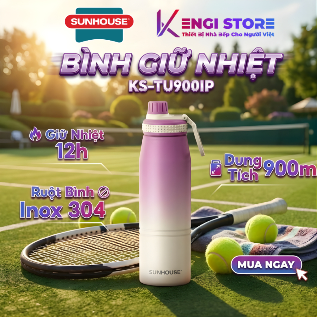 [สินค้าของแท้] Sunhouse 900ml Ignite Thermos Bottle KS-TU900IP - Super Premium 304 Stainless Steel B