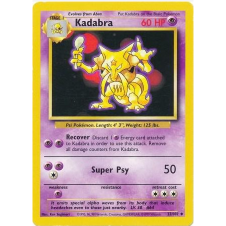 [การ์ดโปเกมอน TCG] Kadabra - 32/102 - Uncommon Unlimited
