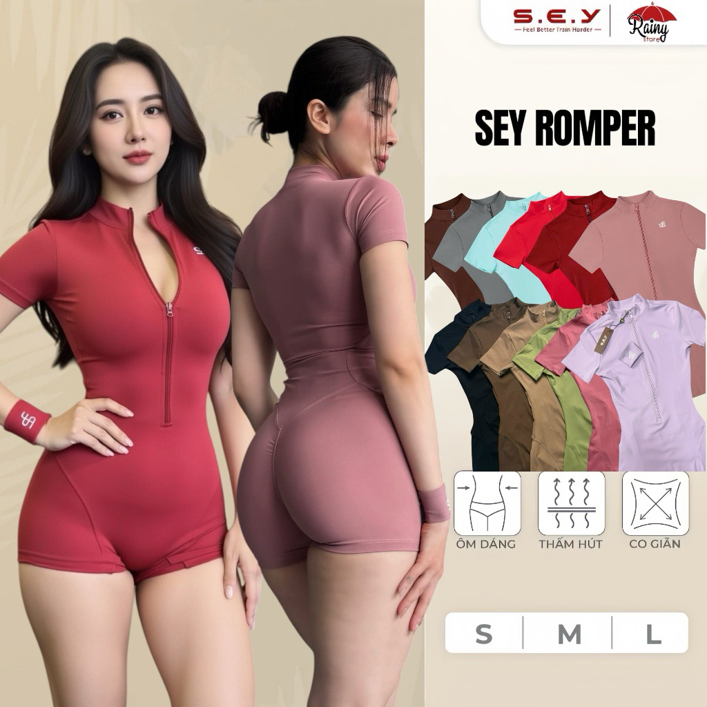 [ ของแท้ - S/M/L ] SEY ROMPER Jumpsuit Thigh Gym Jumpsuit, PICKLEBALL Ready Butt Chunking - Rainy Store