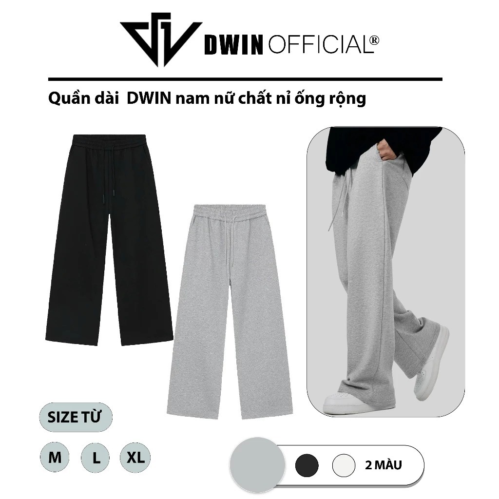 [Painn] [Classic] DWIN กางเกงขายาวทรงหลวมสําหรับผู้ชายและผู้หญิงทําจากกางเกงติดตามผ้าสักหลาดขาตรง un