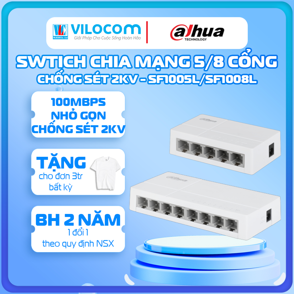 สวิตช์ DAHUA DH-SF1005L DH-SF1008L Plug and play 10/100 Port - สินค้าของแท้
