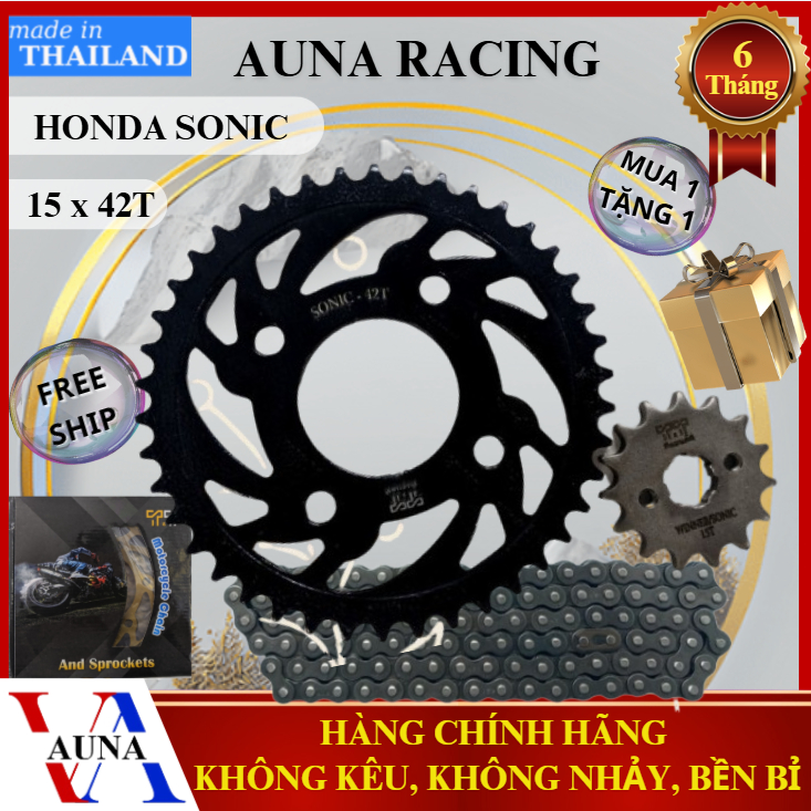 Honda Sonic / Winner / Winner X 15T-42T ชุดเฟืองสังกะสี - เหล็กหล่อกลั่นทนทาน C45