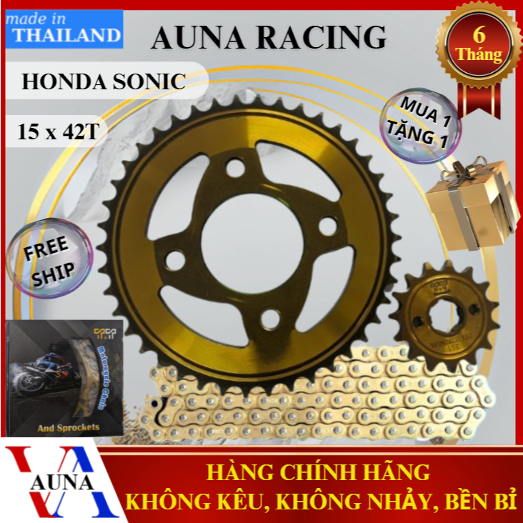 Honda Sonic / Winner / Winner X 15T-42T Gold Sprocket Set - เหล็กหล่อกลั่นทนทาน C45