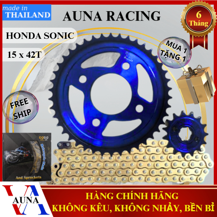 Honda Sonic / Winner / Winner X 15T-42T ชุดเฟืองโซ่สีเขียว - เหล็ก C45 กลั่นทนทาน