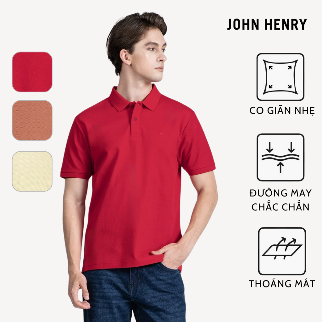 เสื้อโปโลแขนสั้นปานกลาง KS26SS17P-RGSR - JOHN HENRY Shop