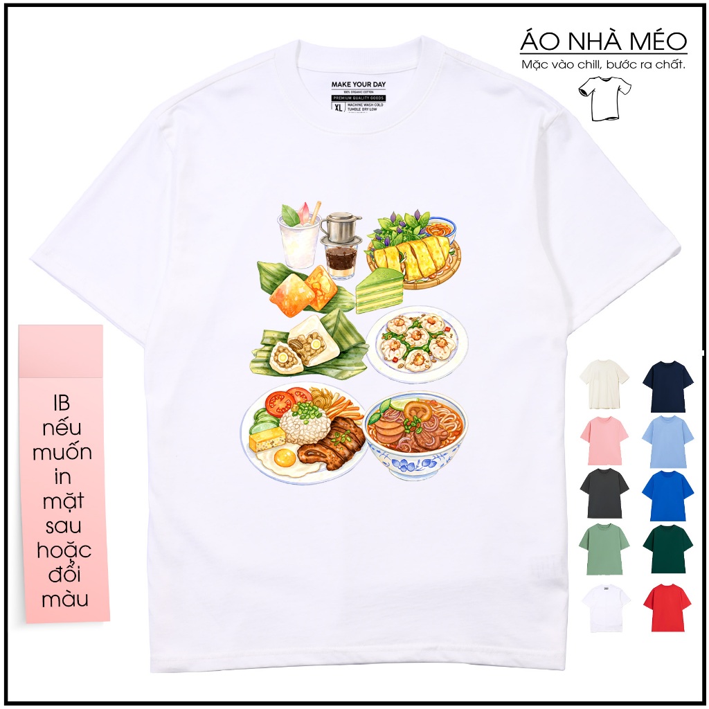 เสื้อยืด Taste Of Vietnam - Food Travel - Oversize Loose Form สําหรับผู้ชายและผู้หญิง 100% Cotton 25