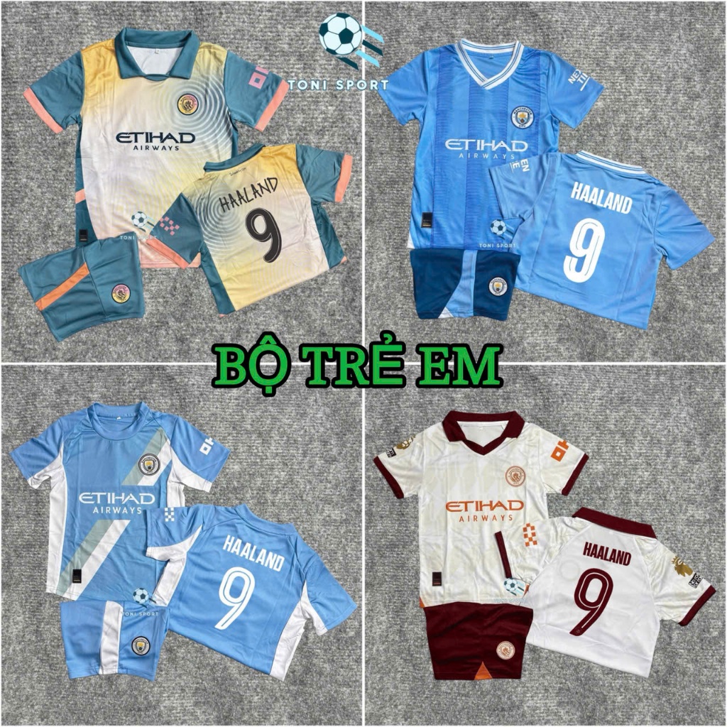 ชุดฟุตบอล/ฟุตบอลเด็ก Baby Club MC ใน HAALAND No. 9 - ผ้าสักหลาดไทยระบายอากาศคุณภาพสูง