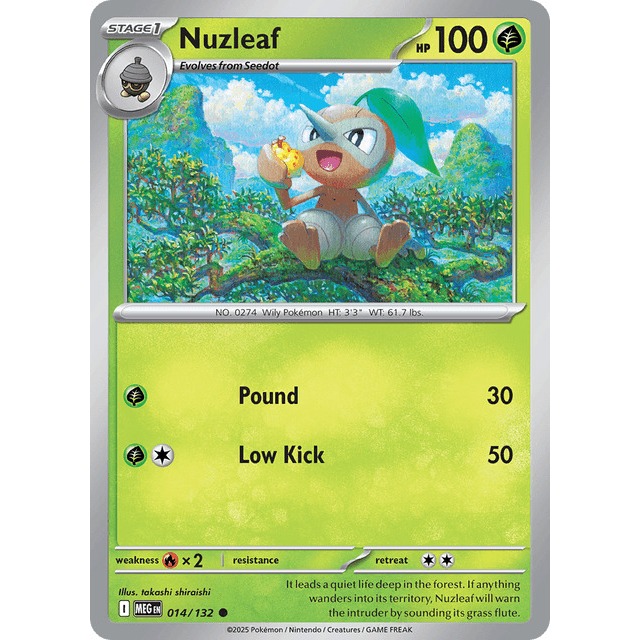 [การ์ดโปเกมอน EN] Nuzleaf 014/132 Mega Evolution (MEG)