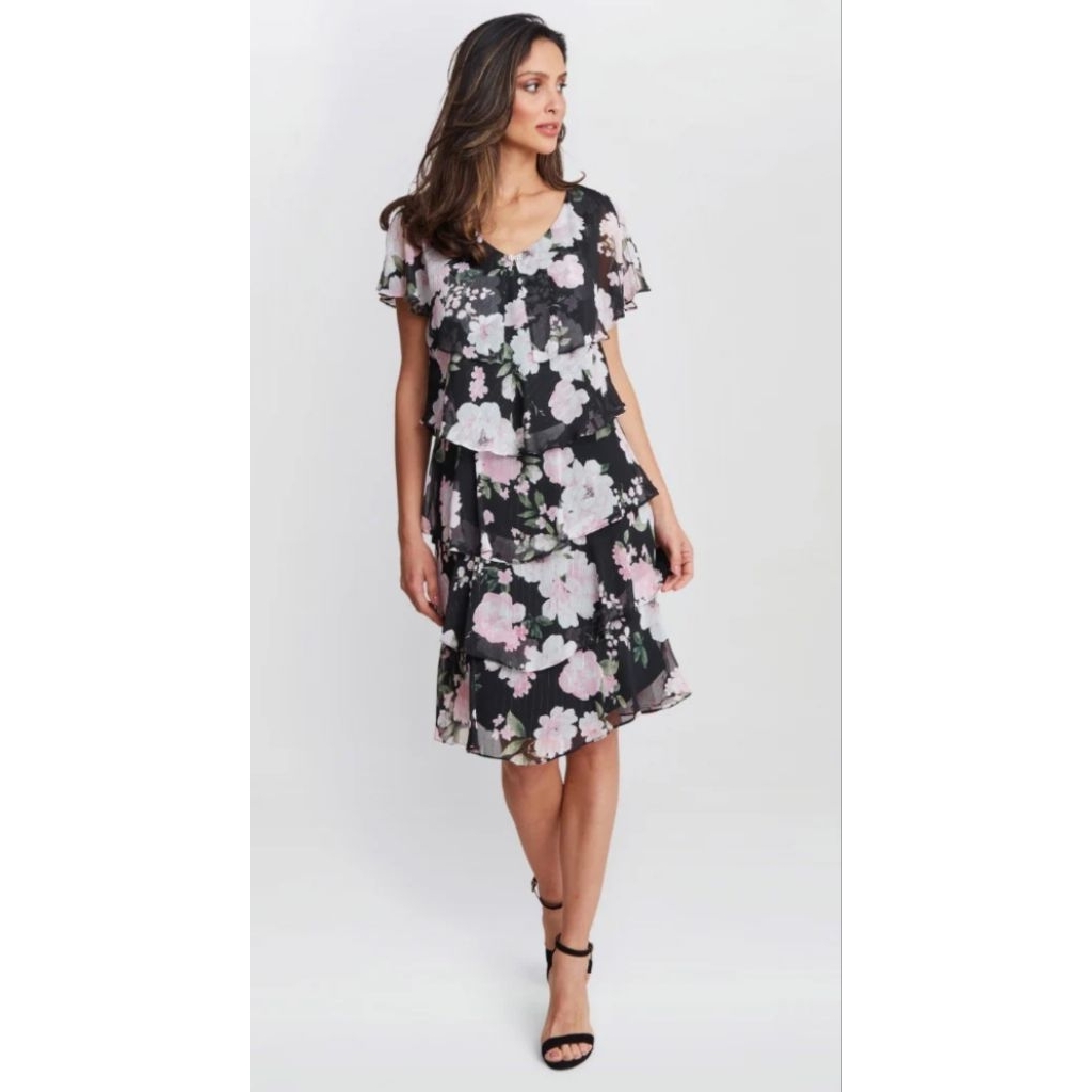 Vnxk ชุดเดรสขนมชั้นคอนซีลเลอร์ชีฟองลายดอกไม้ SLNY ไซส์ 8 (N90-95,E82-87)