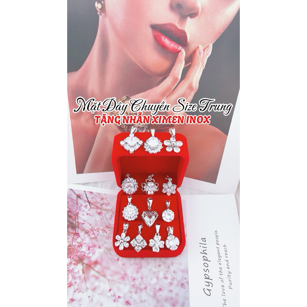 จี้ขนาดกลางน่ารักฟรุ้งฟริ้ง วัสดุสแตนเลสผิวหินคริสตัลประกาย แหวน GIVE XIMEN
